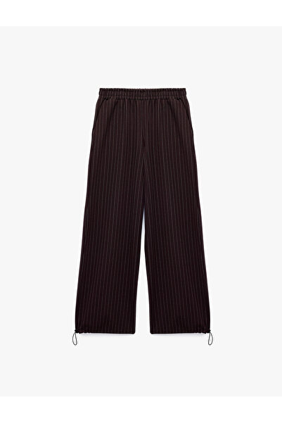 Koton Striped Trousers with Elastic Cuffs and Pockets