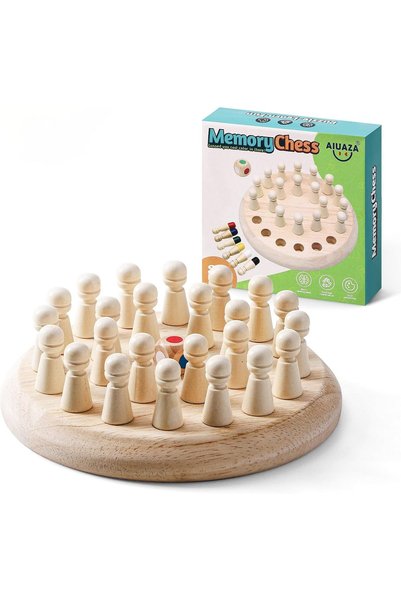 Arabest Wooden Memory Chess Matching Game,Educational Color Recognition Puzzl...
