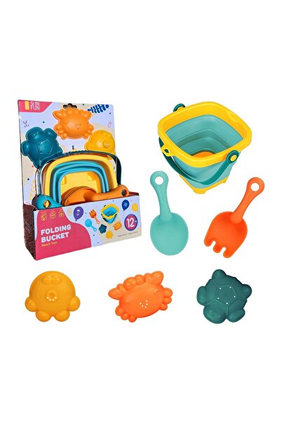 Arabest 6-Piece Kids Beach and Sand Toy Set,Folding Bucket,Shovel,Rake and 3 ...