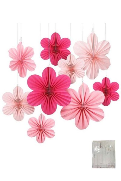 Gernetic Paper Decorations 9PCS Paper Flowers Fans Decorations Paper Floral B...