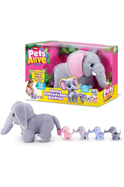 Pets Alive Jucărie de pluș interactivă, Mamele Elefant și puiii ei