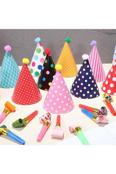 Gernetic Hats with Paper Crowns and 15pcs Noise Making Blowouts Cone Hats for...