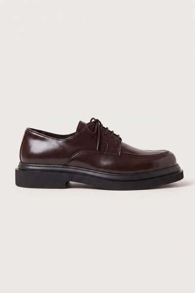 ablukaonline Men's Thick Sole Lace-Up Derby Shoes Brown