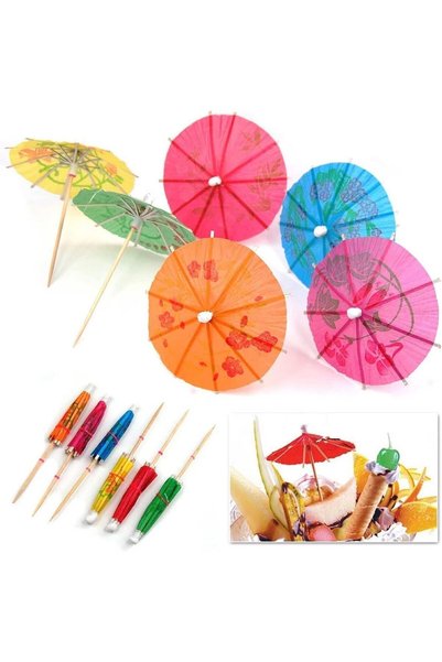 4basix Cocktail Umbrella Picks 30 Pcs, Tropical Paper Drink Umbrellas, Mini P...