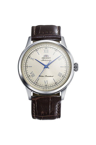 Orient Ceas automat unisex cu curea din piele, maro cognac