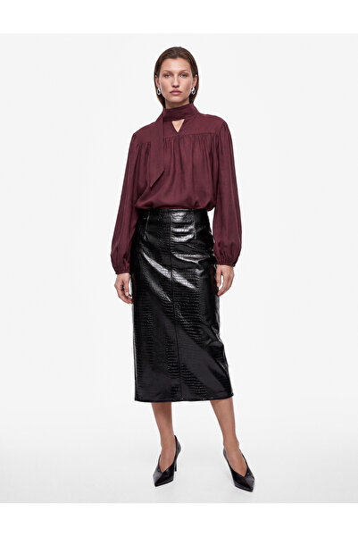 Koton Long Sleeve Tie-Up Stand Collar Oversized Blouse