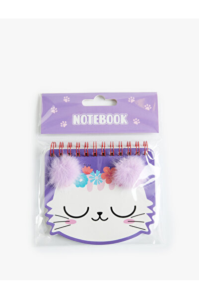 Koton Kedi Figürlü Ponpon Detaylı Çiçek Desenli Mini Spiralli Defter