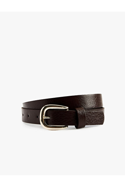 Koton Leather Look Belt with Metal Buckle Detail