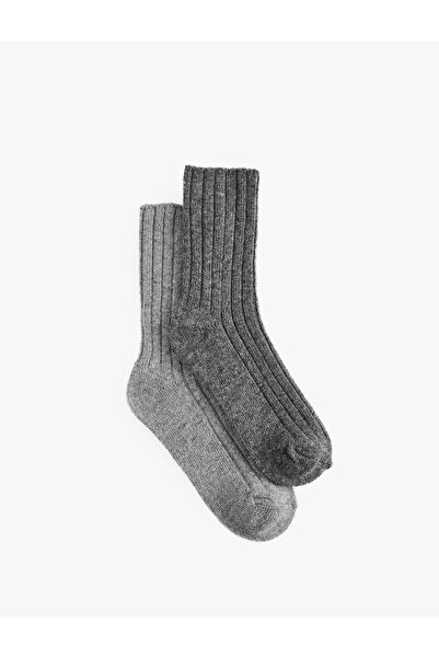 Koton Wool Blended Ribbed 2-Piece Sock Set
