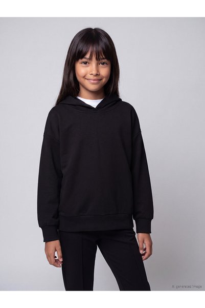 LC Waikiki Black Soft Touch Girls' Sweatshirt - W6Ia55Z4-Cvl |   Lcw