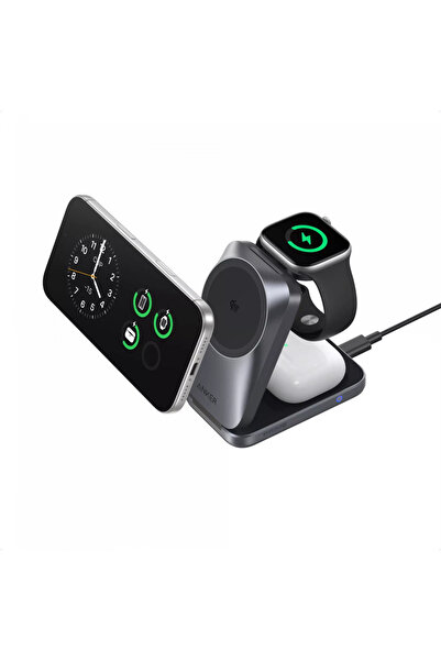 Anker Премиум безжично зарядно устройство 3-в-1, AirCool Qi2.2, 25W, MagGo, С...