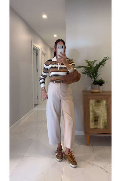BİRCANÇİL Mula Stone Barrel Fabric Trousers