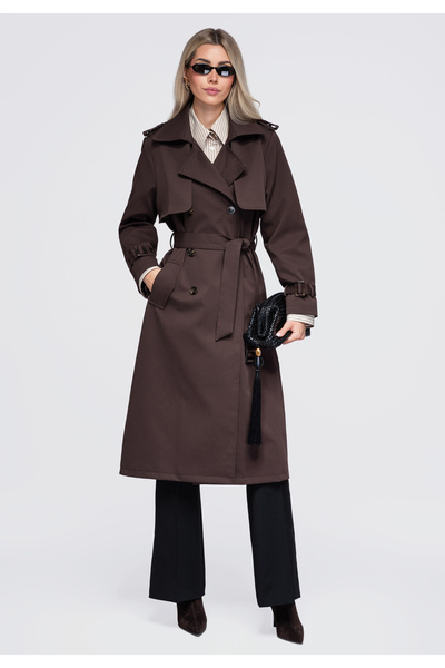 OMBRE Damen-Trenchcoat, lang, zweireihig OW-CT-E0003 Maro