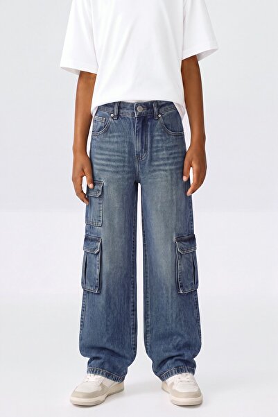 LEFTIES Geniş paça kargo jean
