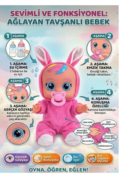 Hepsilazım Kostümlü Ağlayan Konuşan Göz Yaşı Döken Su İçen Et Bebek Emzikli v...