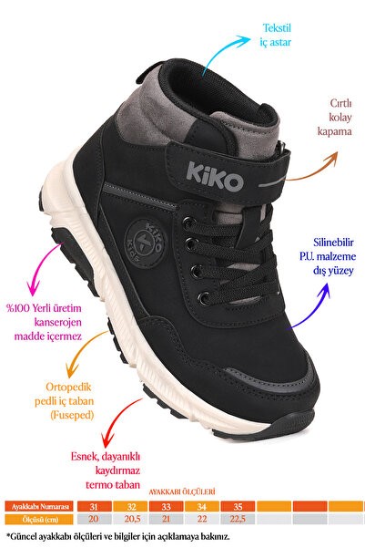 Kiko Kids Flexter Günlük Cırtlı Erkek Çocuk Bot Ayakkabı