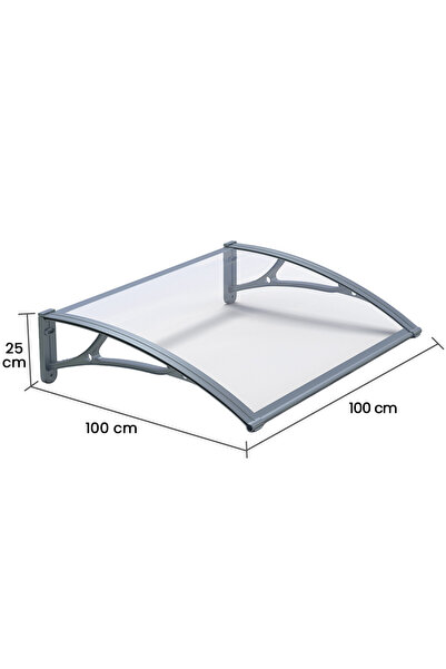 MAPROFI Copertina de usa PLEXIGLAS PRO 100x100 cm, Gri/Transparent, Placa Policarbonat Acrylic 2.5 mm cu Suporturi din Aluminiu, Accesorii Montaj Incluse