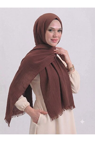 Nazellaa Poloist Wrinkled Shawl Dark Red Brown