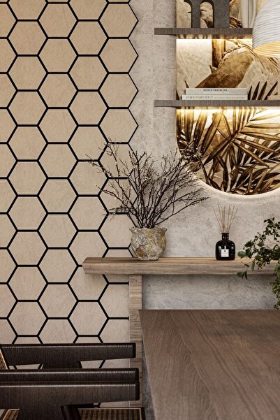 Dekonil Hexagon Akustik Altıgen Duvar Paneli 89*57*1,6 cm - Anemon (Açık Gri)