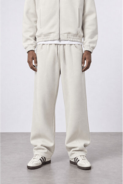 Respire Men's Pocket Detailed Panda Baggy Sweatpants Beige