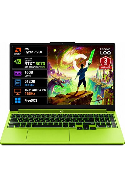 LENOVO LOQ 15AHP11 83TN00AATR AMD Ryzen 7 250 16GB 512GB SSD RTX5070 8GB TGP ...