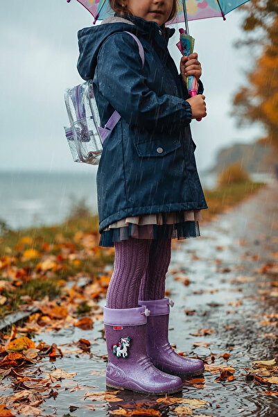 Kiko Kids Rainy Unicorn Su Geçirmez Kız Çocuk Yağmur Çizmesi
