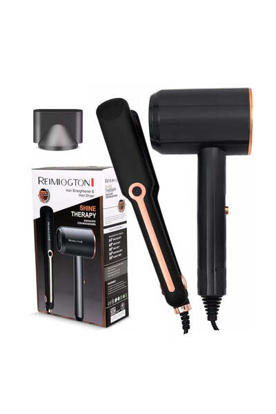 Remington Set uscător de păr și placă de păr RE-2567, ceramic, negru, 2000W