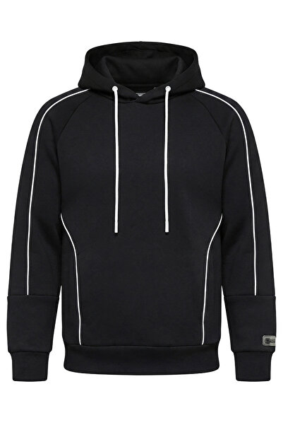 OMBRE Herren-Hoodie, Komfort-Passform, Raglanärmel Schwarz B1721