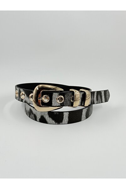 Pantastic Jeans Cataramă aurie cu imprimeu leopard de 2,5 cm, sezon nou