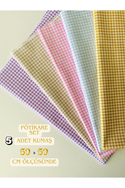 seyranat 5 Adet En Boy 50*50 Cm Çanta, Cüzdan, Hobi İşleri İçin Pamuklu Renkl...