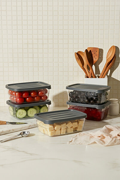 NESS HOME Set of 5 Rectangular Storage Containers 600 ml Refrigerator Organiz...