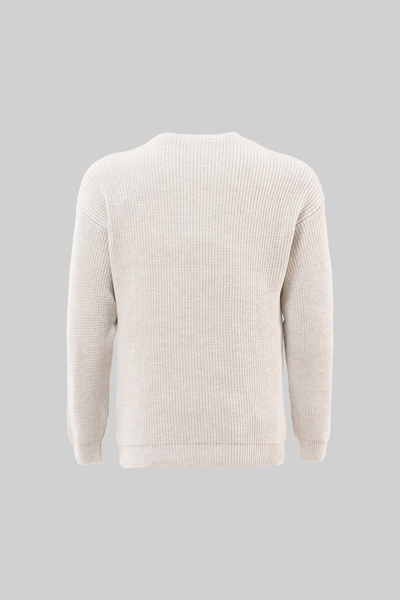 Machinist Men's Thessaloniki Knitted Clean Stitching Crew Neck Oversize Knitwear Stone