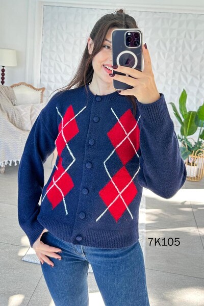İnce Topuk Baklava Patterned Knitwear Cardigan 7K105