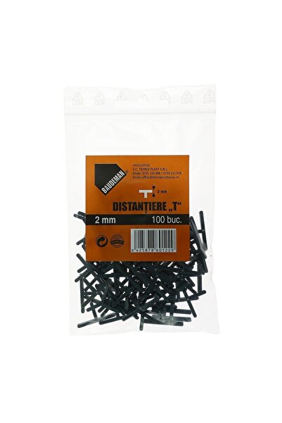 OEM Distantiere T pentru placi ceramice, Baudeman, rost 2 mm, set 100 bucati