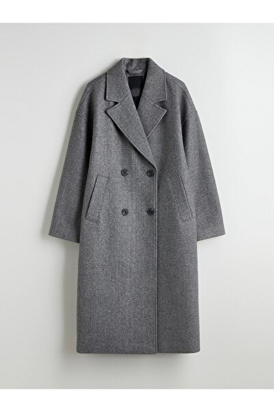 Lavanta Tekstil Women's Double-Breasted Collar Women's Cashmere Coat