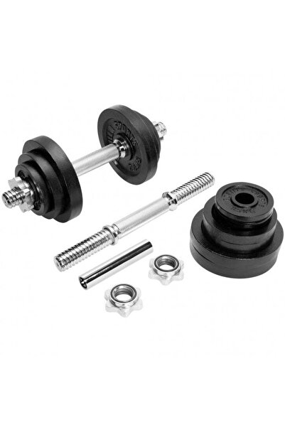 Gorilla Sports Set gantere fonta 22 kg reglabil 2 in 1, Otel, Negru