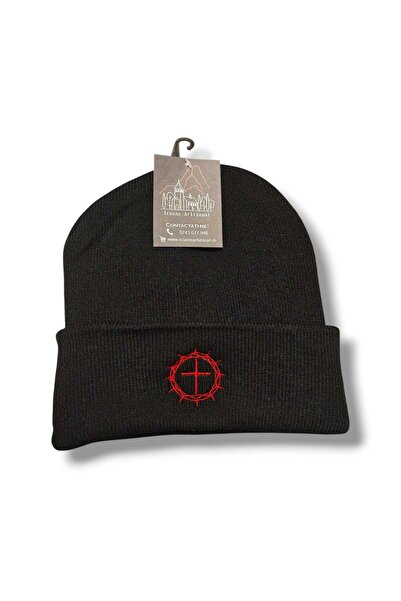 OEM Căciulă neagră „Sacrificiul Salvatorului” – roșu, Unisex