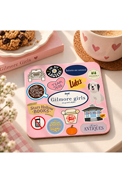 glowoow Gilmore Girls Kare Bardak Altlığı 10x10 cm Stars Hollow Temalı Kupa A...