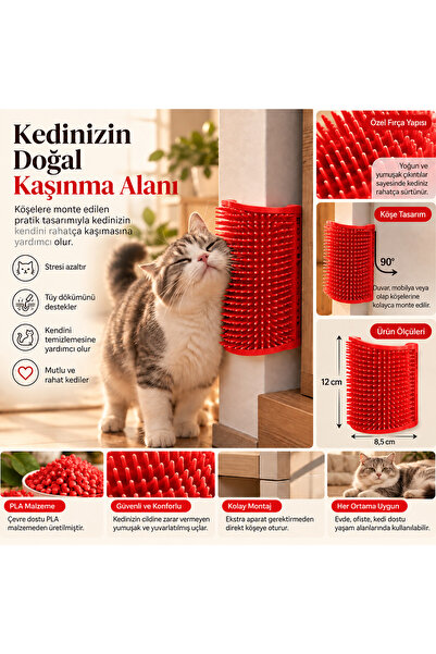 Kedi Köşe Kaşınma ve Sürtünme Aparatı – Duvar ve Mobilya Köşesi Kedi Kaşıma Fırçası – 3D Baskı PLA Beyaz