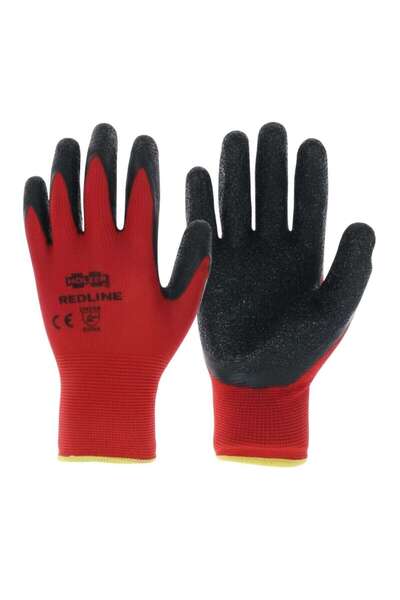 OEM Holzer Redline protective gloves, red + black, latex + Polyester, size 10
