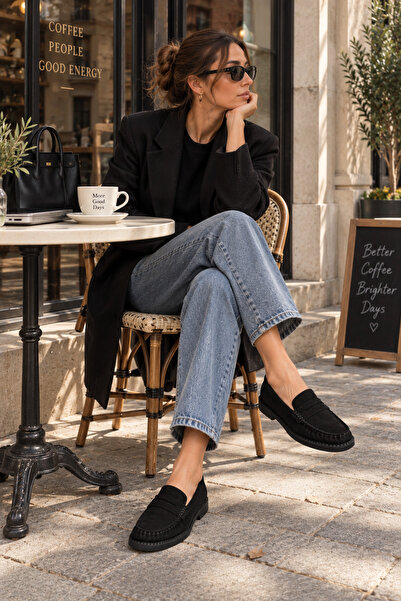 Solo Bag Women's Daily Comfortable Stylish Moccasin Malaga Black Suede Loafer...