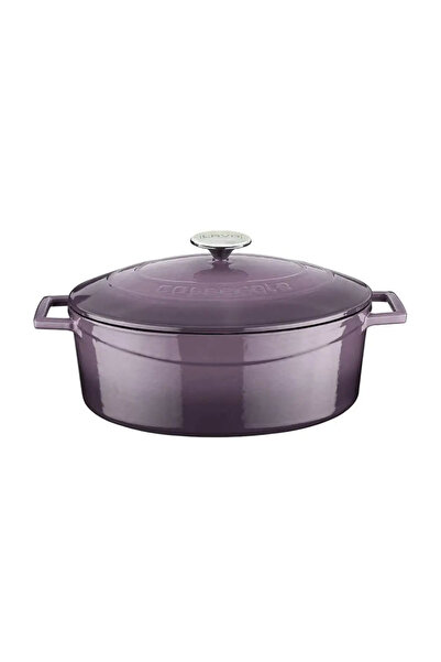 Lava Oval saucepan, cast iron, 29cm/4.67L, "Folk", Purple -