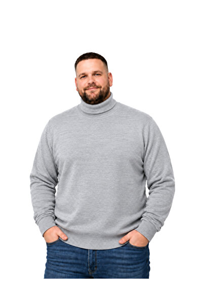 BattalModa سترة رجالية كبيرة الحجم باللون الرمادي بياقة مدورة كاملة XL-2XL-3X...