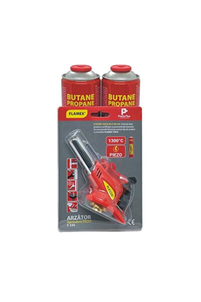 OEM Arzator gaz, Flamex F 330, metal, filet 7 / 16, cu piezo + 2 butelii gaz ...