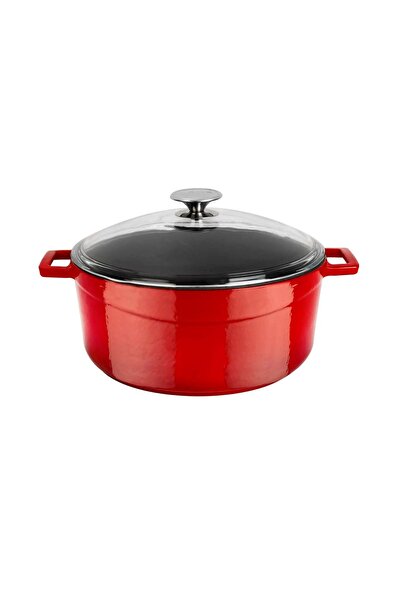 Lava Saucepan, cast iron, 28 cm, "Glaze" range, red - brand