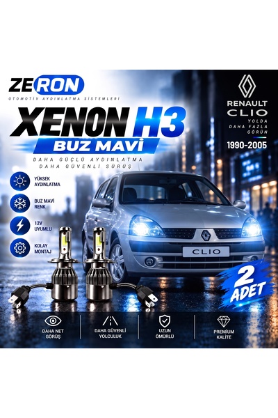 Oto Çizgi Clio Sis Farı Xenon Buz Mavi LED Far Ampulü 12V 2 Adet Yüksek Aydın...