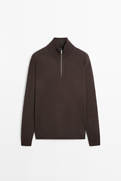 Massimo Dutti Fermuarlı dik yaka triko kazak
