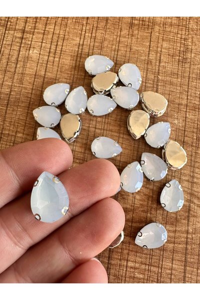 Gönülden Tasarım 25 Pieces of 1 cm Transparent White Case Stone Beads