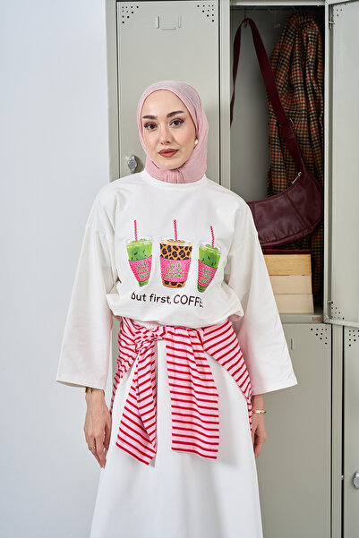 LOCCO Kadın Bisiklet Yaka Uzun Kollu Body Ekru