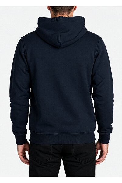 Hediyesepeti Lacivert Erkek Kapüşonlu Basic Sweatshirt Kanguru Cepli Hoodie